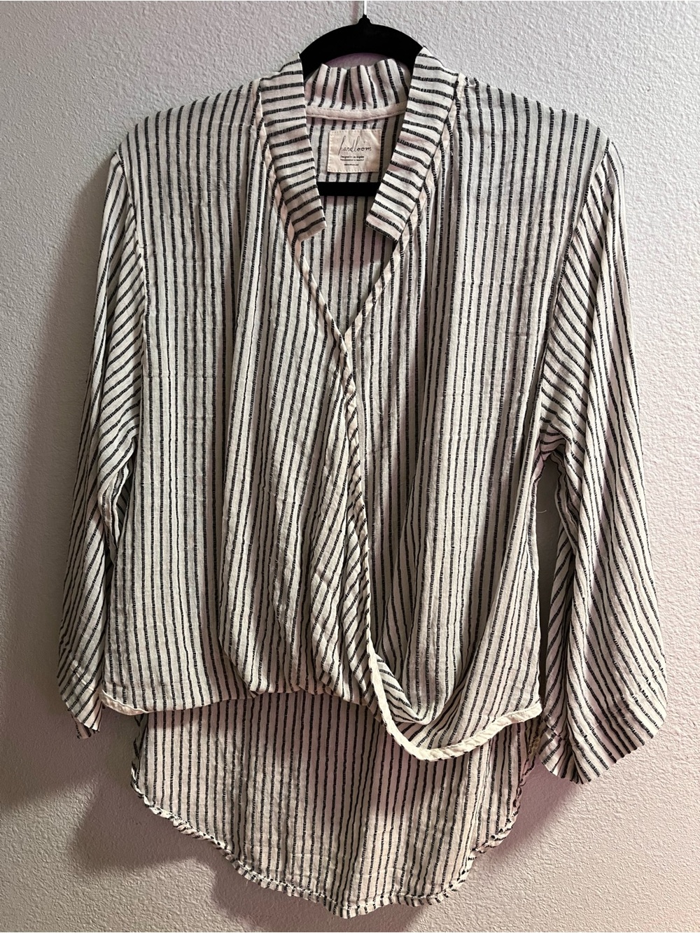 Striped Draped Women's Top - Cream & Black